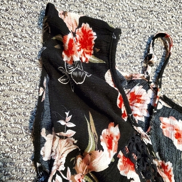 WAREHOUSE ONE FLORAL MAXI DRESS OFF THE SHOULDER BLACK MULTICOLOR WOMENS SMALL - Picture 7 of 11